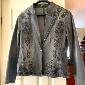 Reba Charcoal black denim Jacket M NWOT